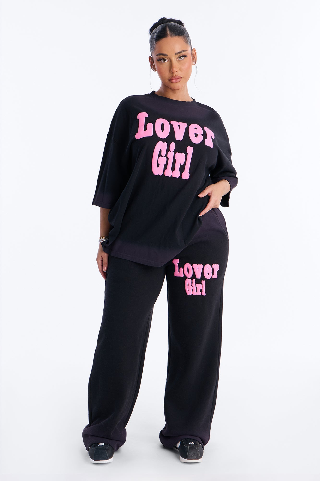 Lover Girl Fleece Sweatsuit Set - Black