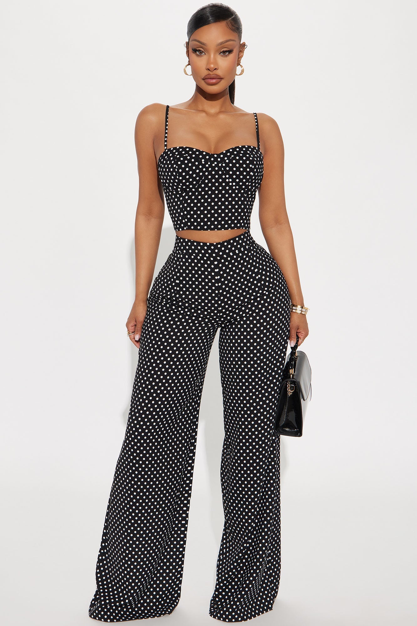 Payton Polka Dot Pant Set - Black/White