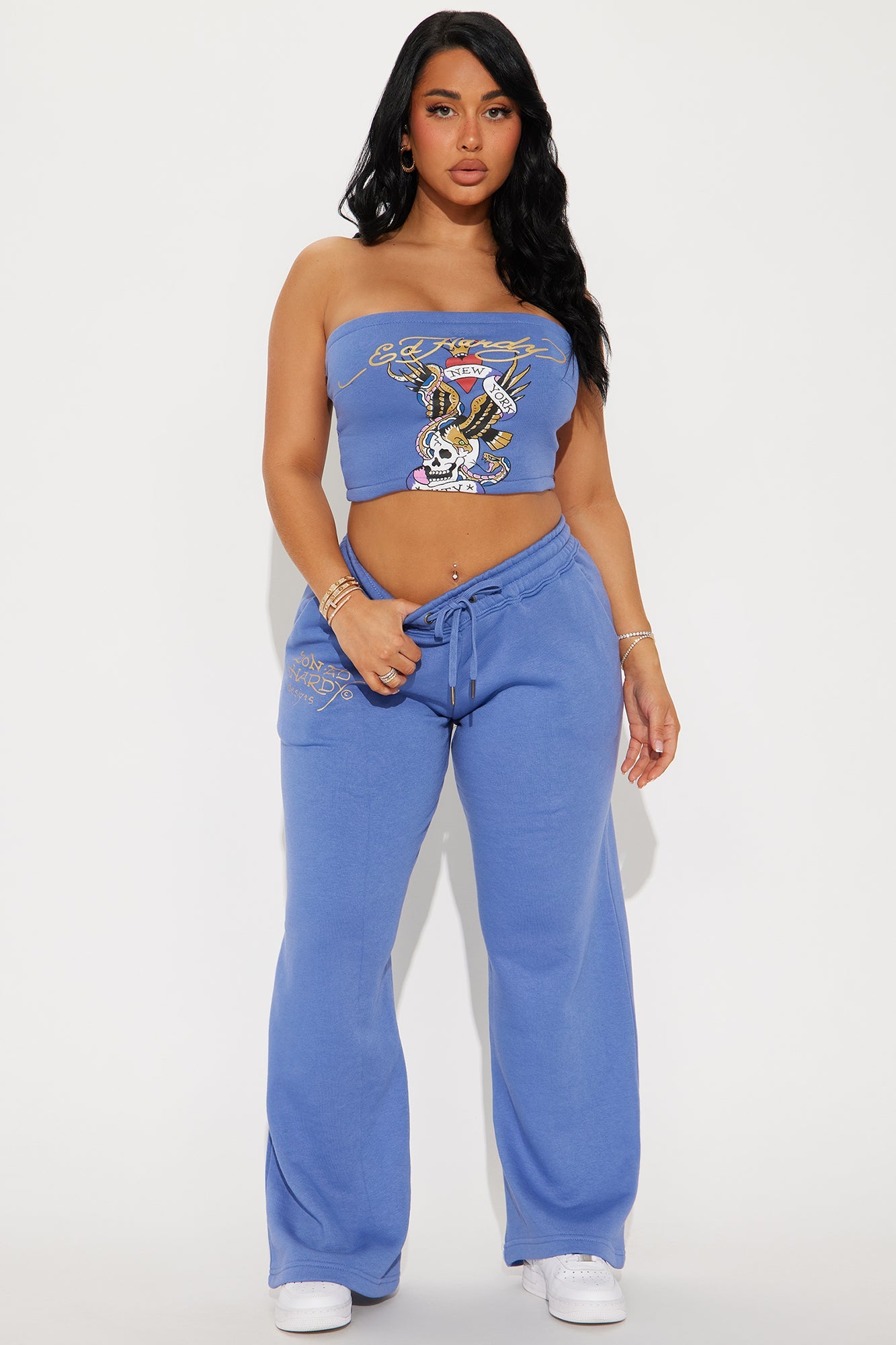 Ed Hardy NYC Tube Top Pant Set - Blue