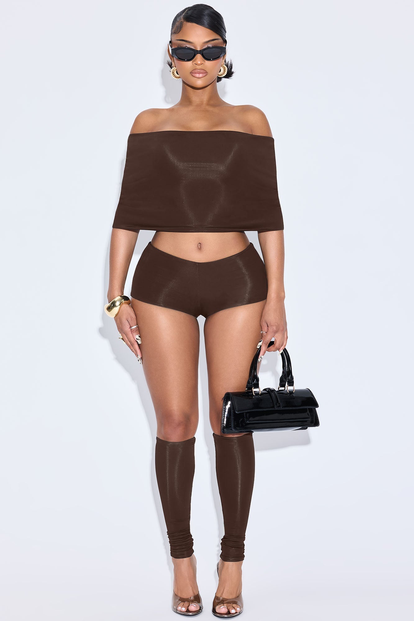 Ayden 3 Piece Double Lined Short Set - Chocolate