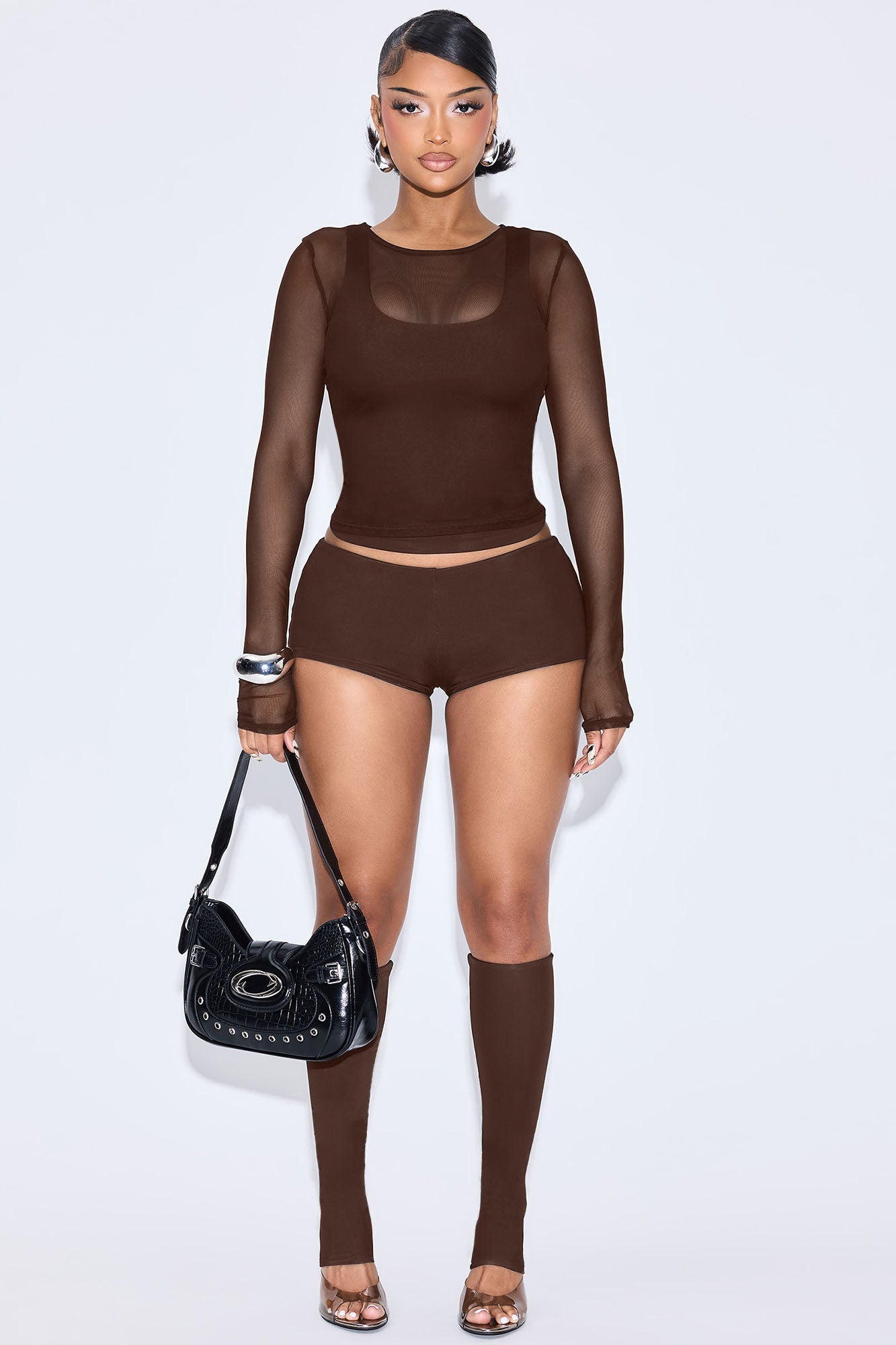 Brixley 3 Piece Double Lined Short Set - Chocolate