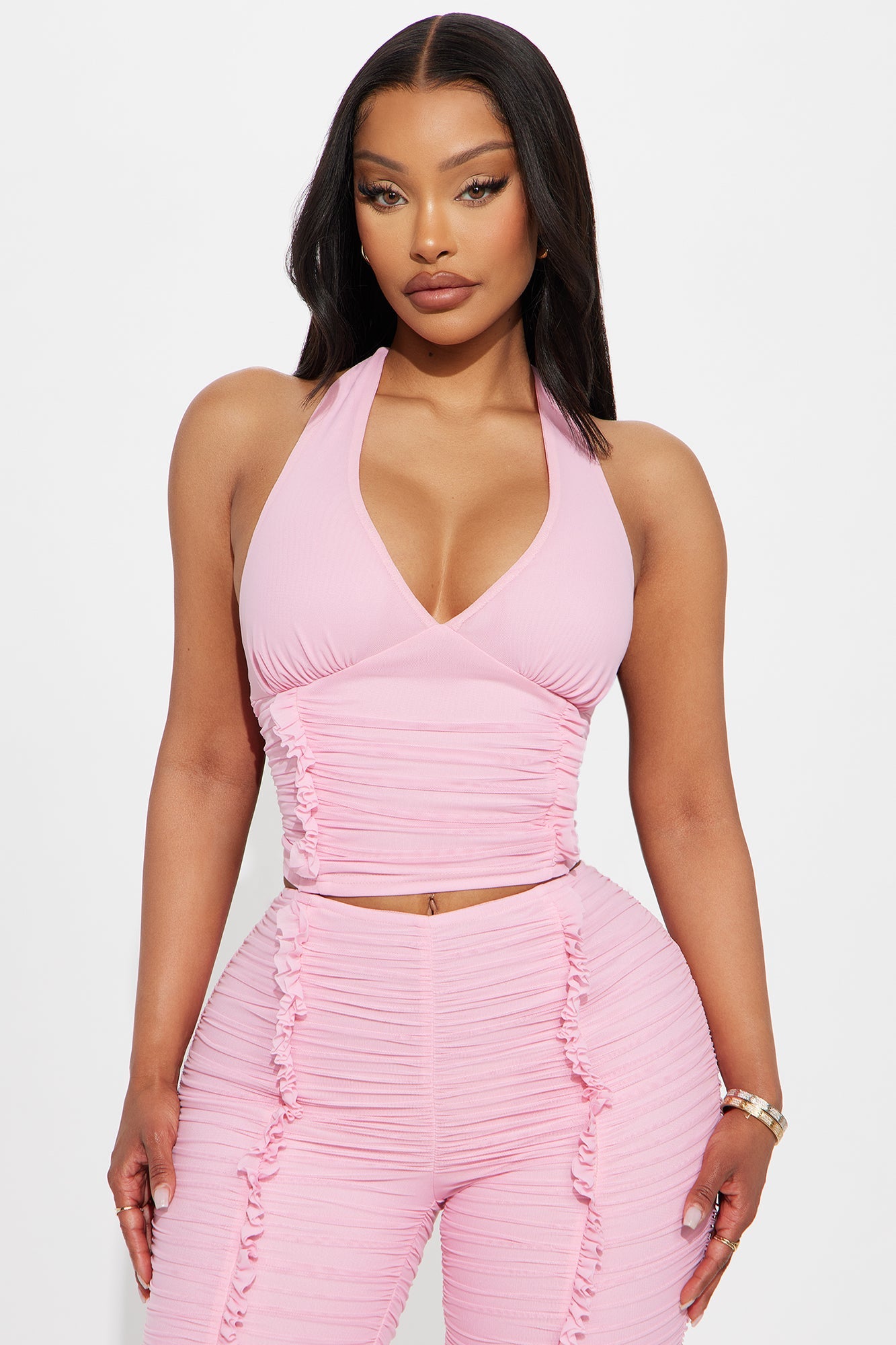 Laced With Love Mesh Capri Set - Pink