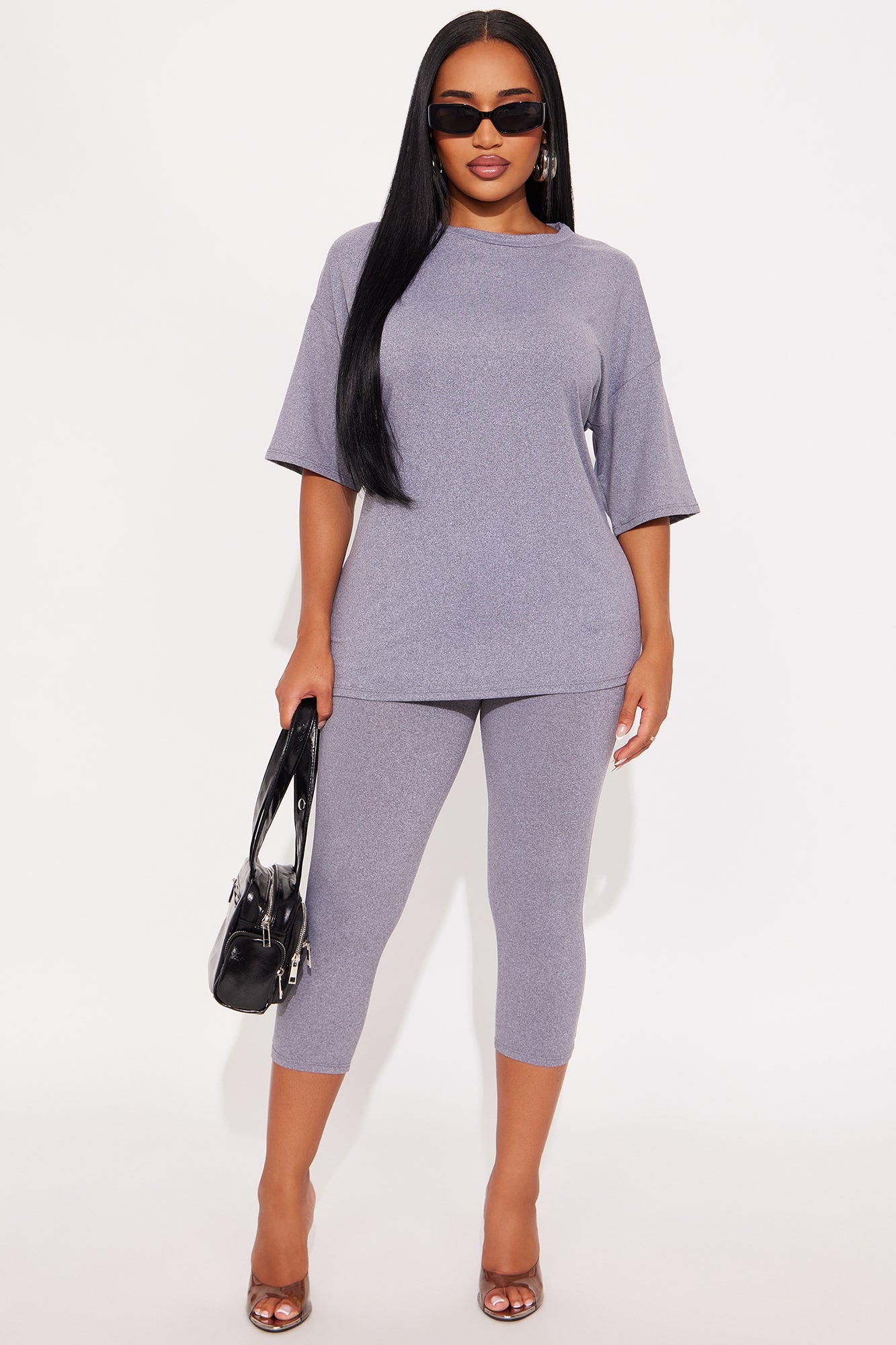 Weekend Vibes Capri Set - Heather Grey