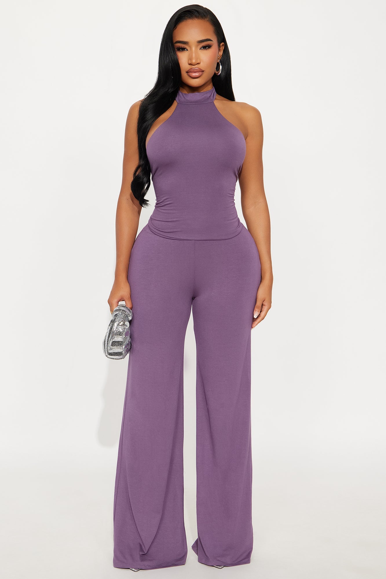Dark Halo Halter Pant Set - Purple