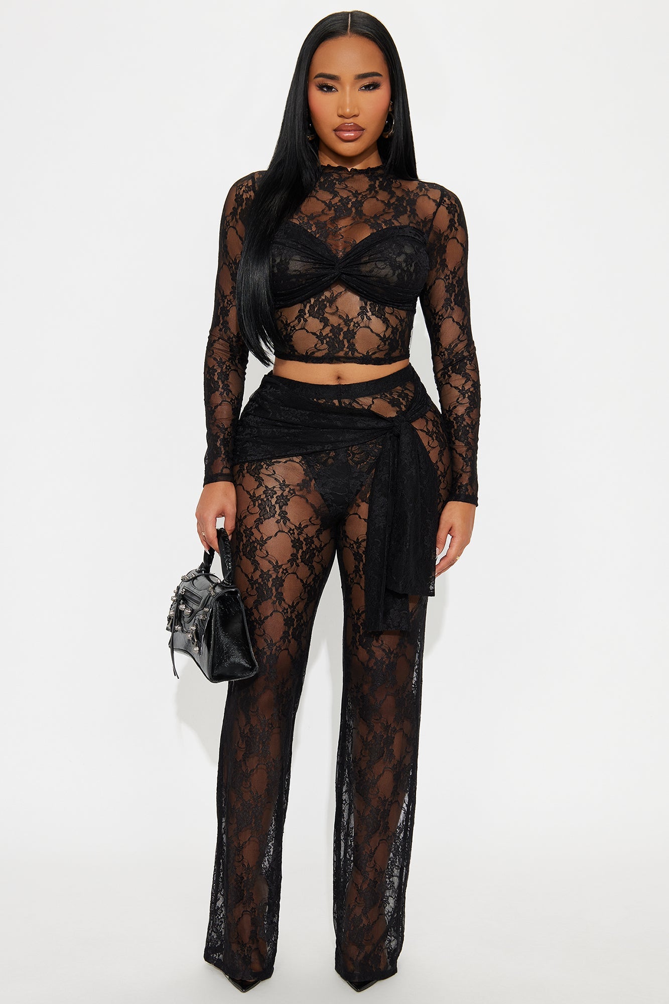 Rosalia Lace Pant Set - Black
