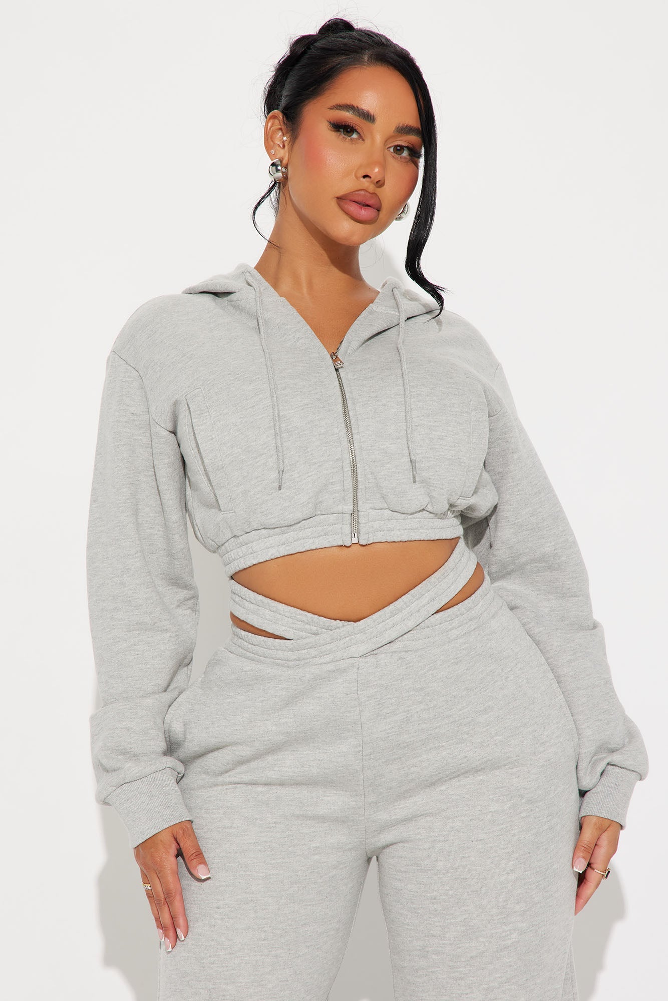 Chill Time Fleece Pant Set - Heather Grey