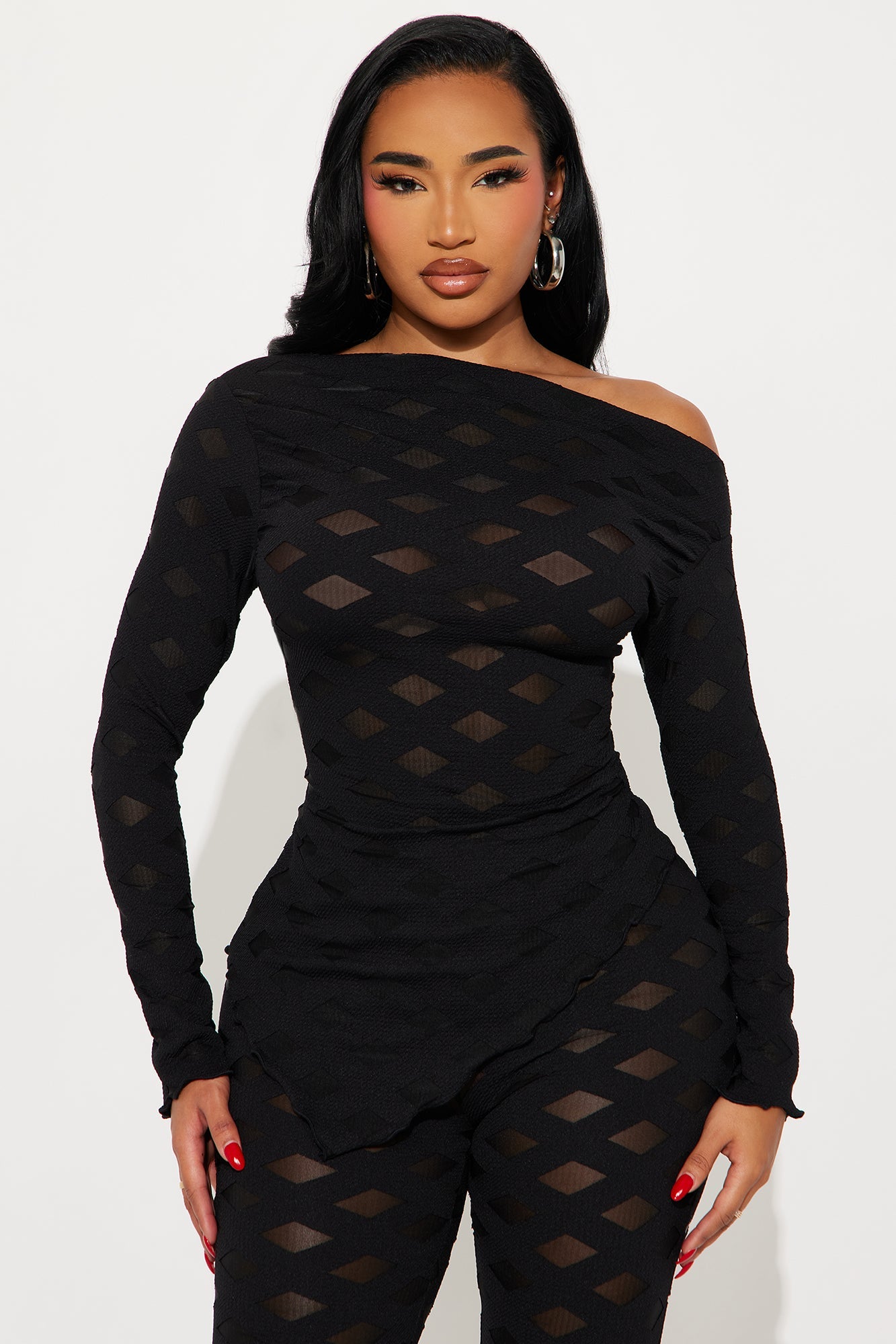 Rhianna One Shoulder Pant Set - Black