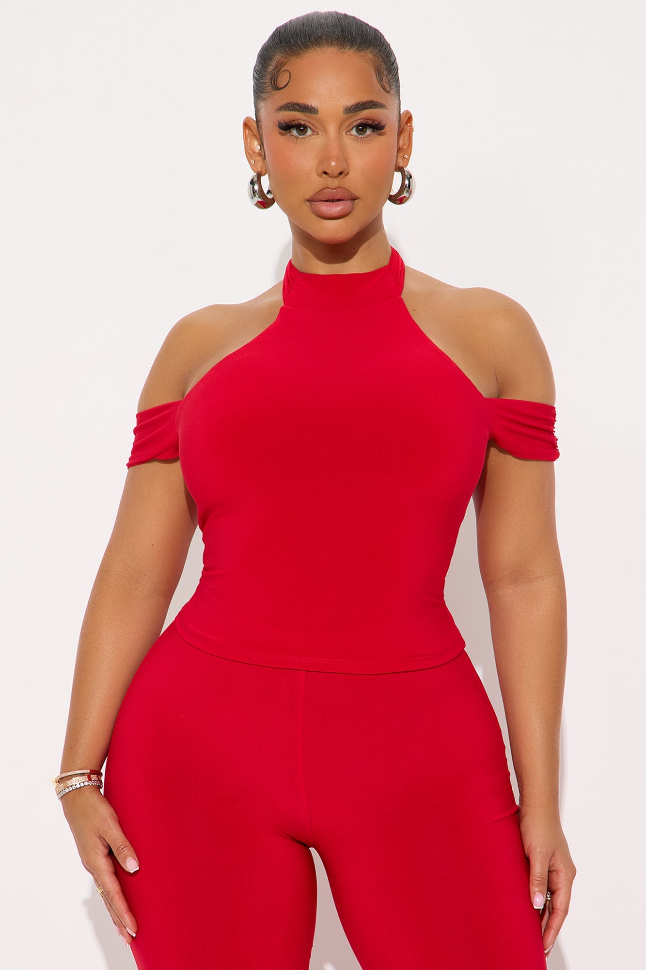 Hannah Halter Pant Set - Red