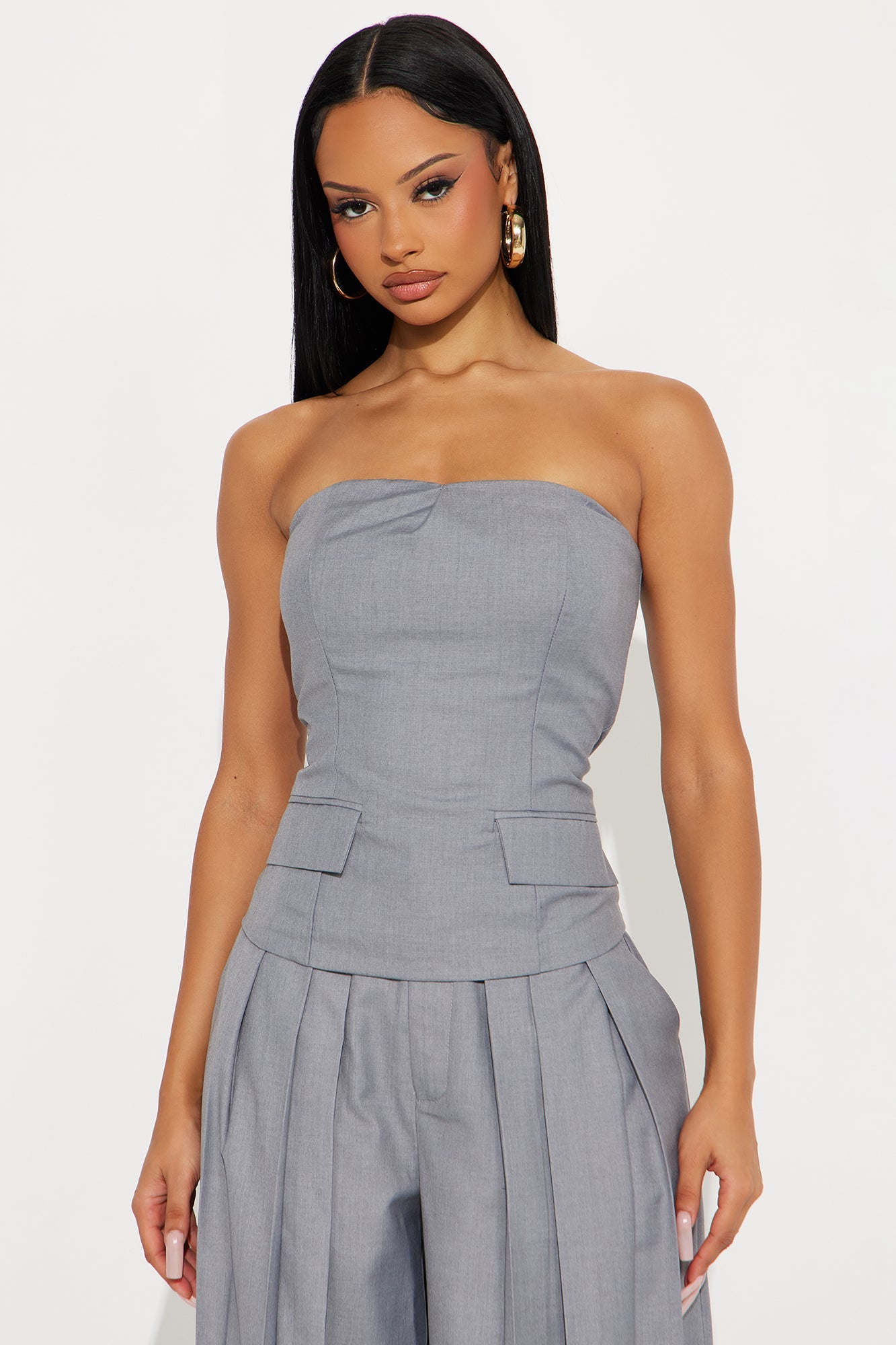Final Statement Pleated Pant Set - Grey