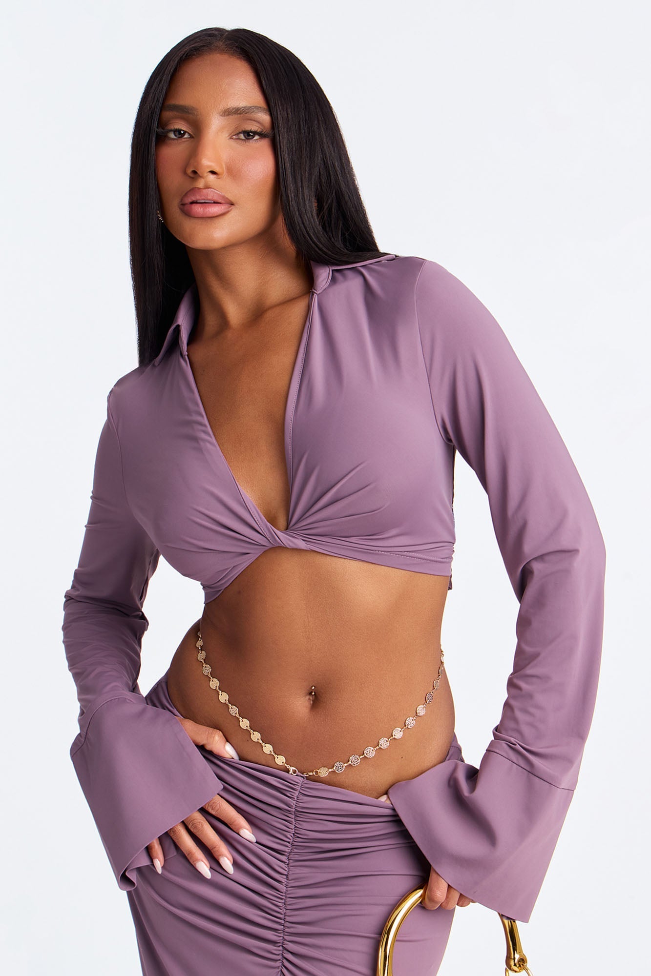 Make A Statement Twist Top Maxi Skirt Set - Purple