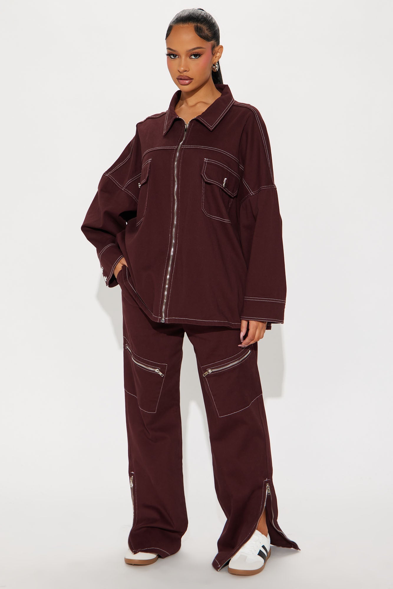 Lost Control Pant Set - Burgundy