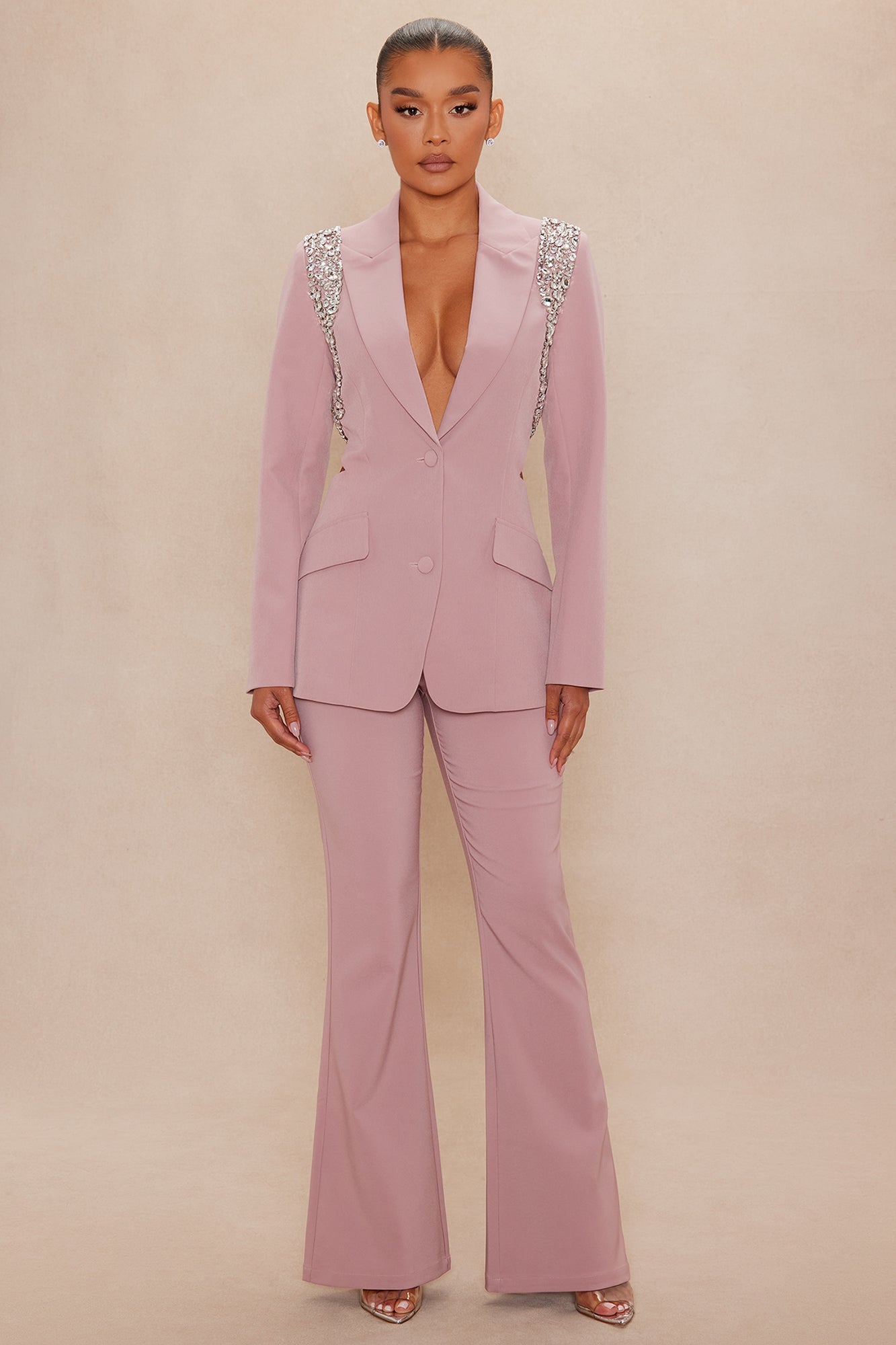 Claire Embellished Suit Set - Mauve