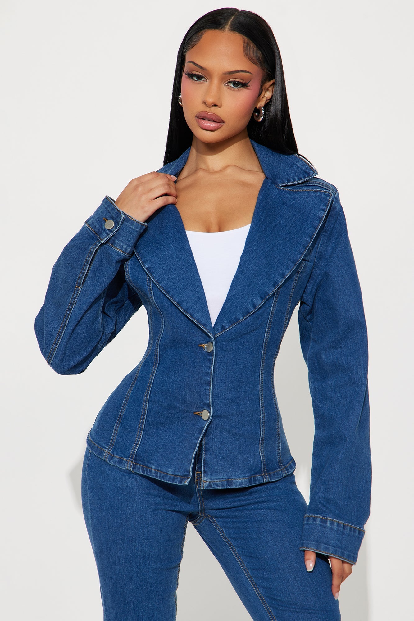 Beverly Bodysuit Denim Pant Set - Medium Wash