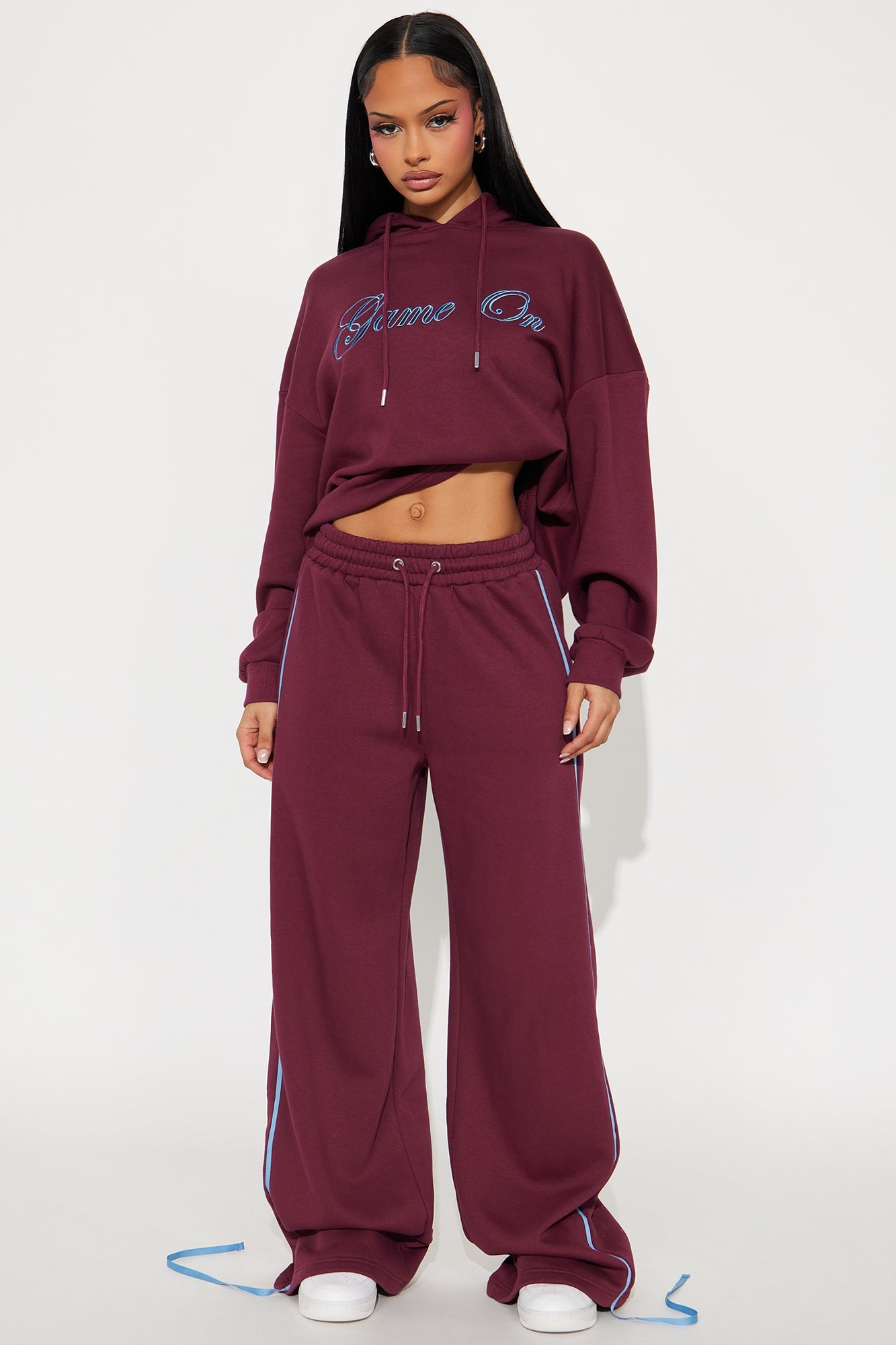 Game On Fleece Pant Set - Burgundy