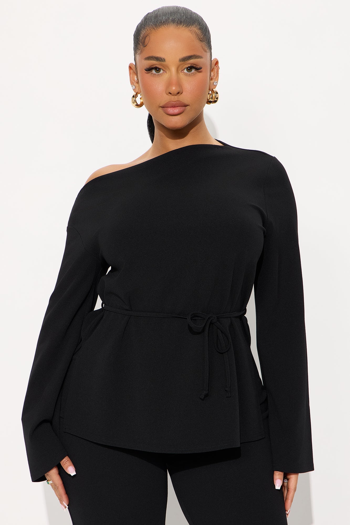 Gemma Off Shoulder Pant Set - Black
