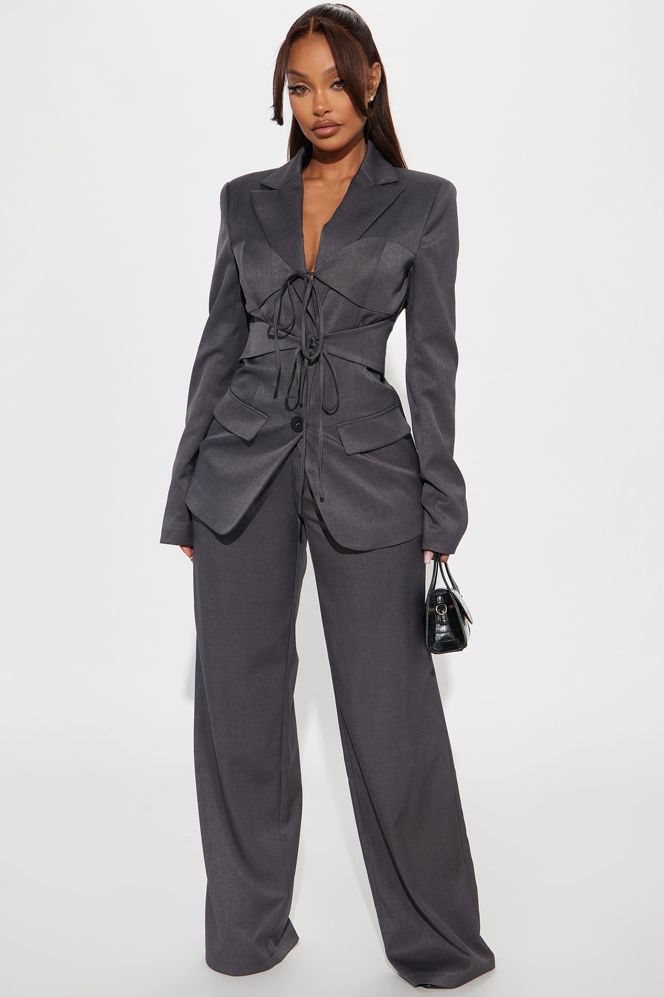 Pretty Official Blazer Pant Set - Grey