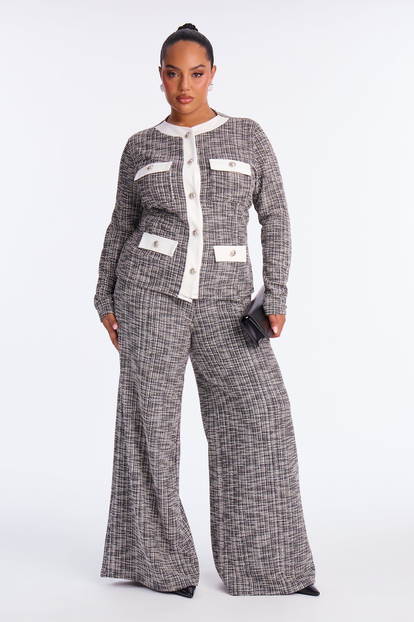 Matter Of Fact Tweed Pant Set - Black