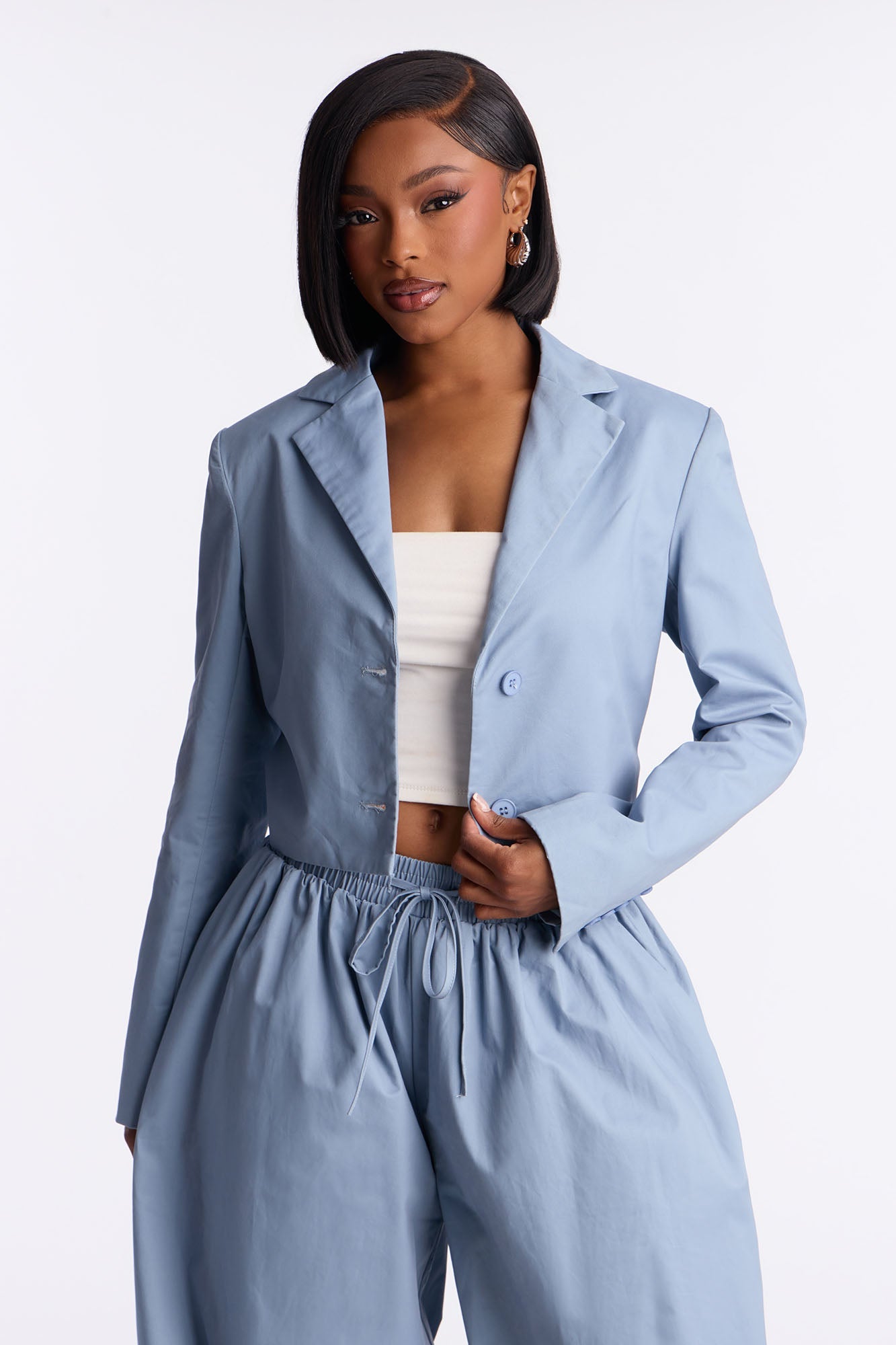 Hailey Blazer Balloon Pant Set - Blue
