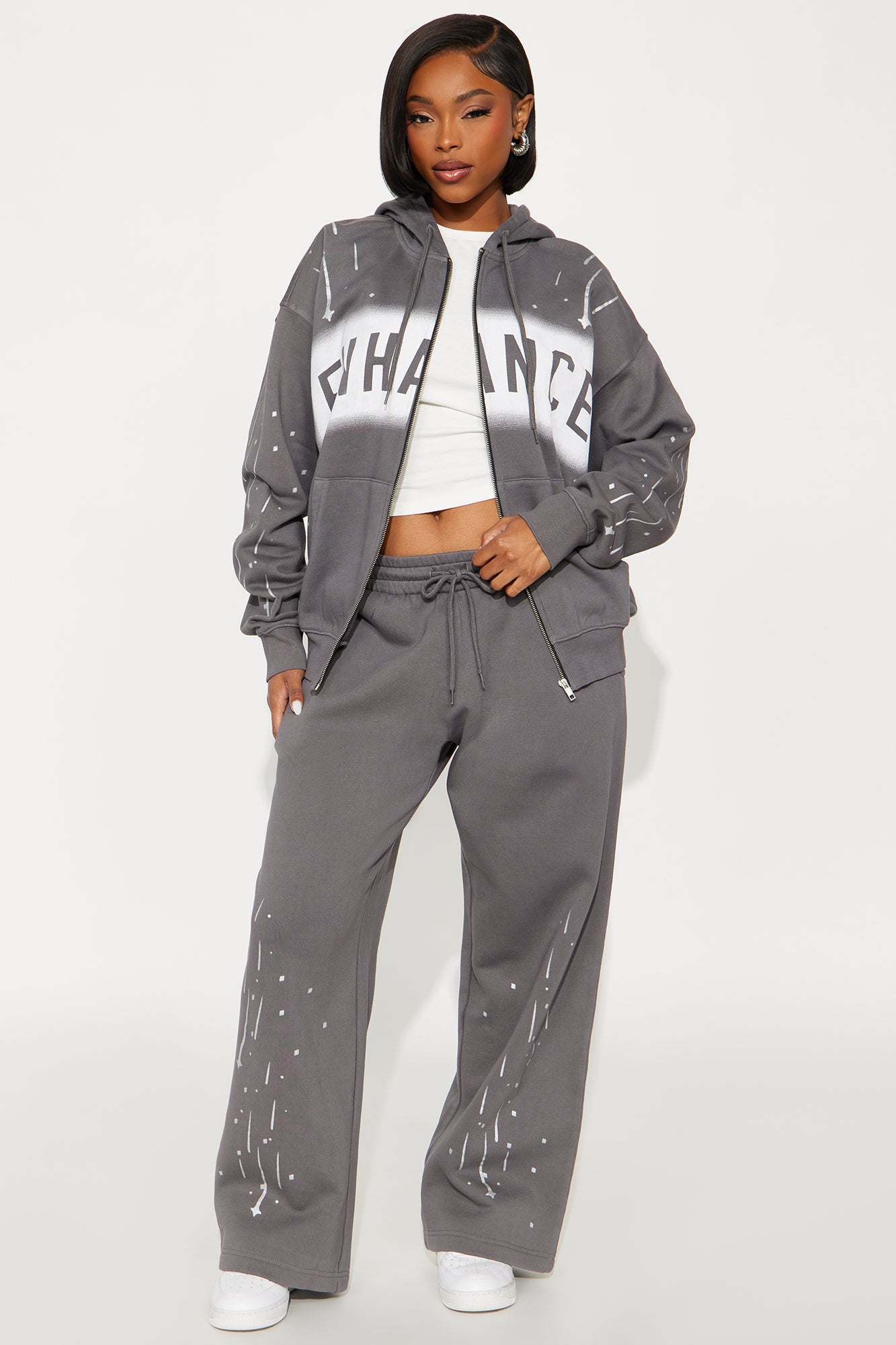 Enhance Vibe Washed Fleece Pant Set - Black