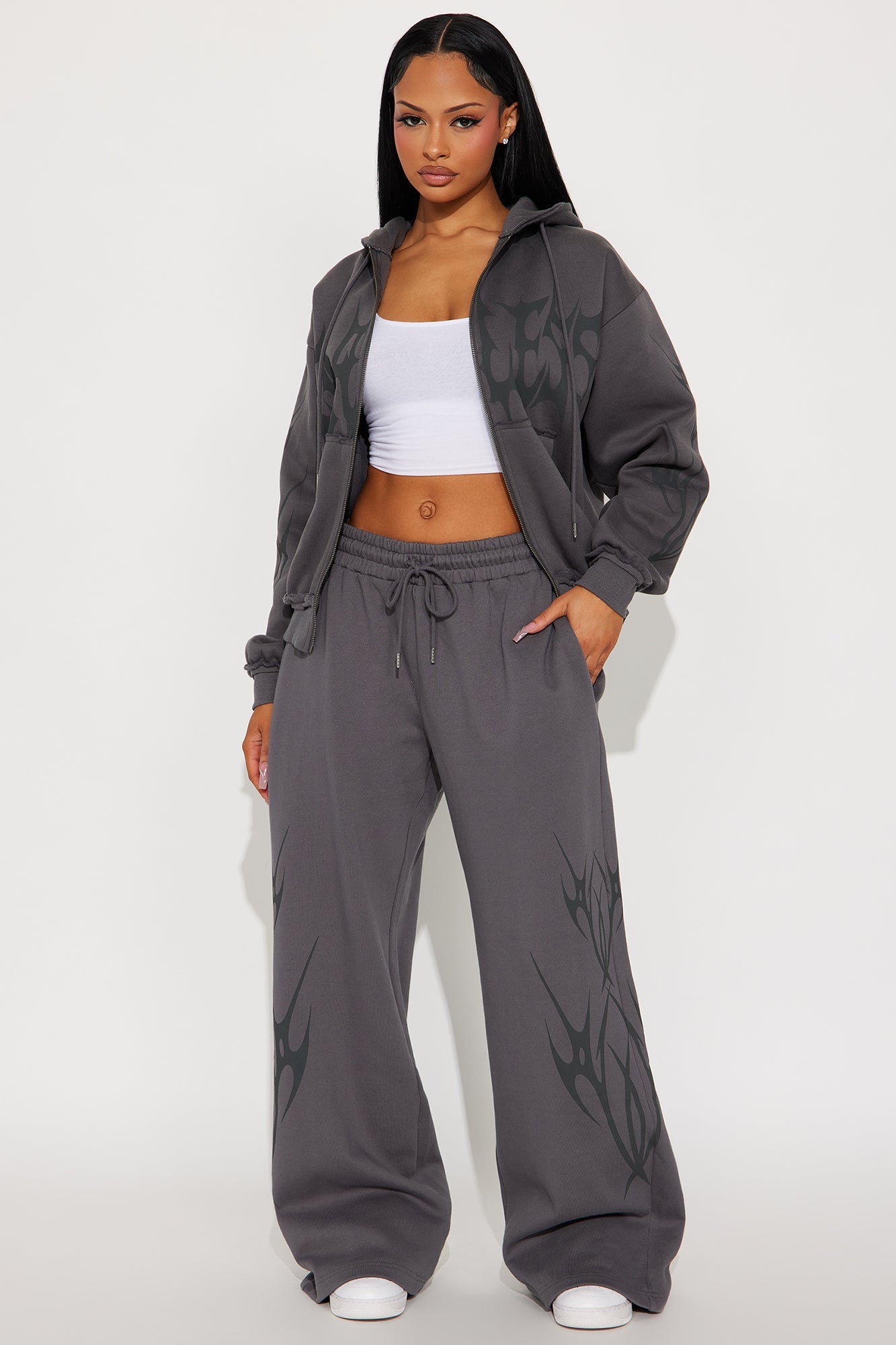 Fearless Heat Fleece Pant Set - Charcoal