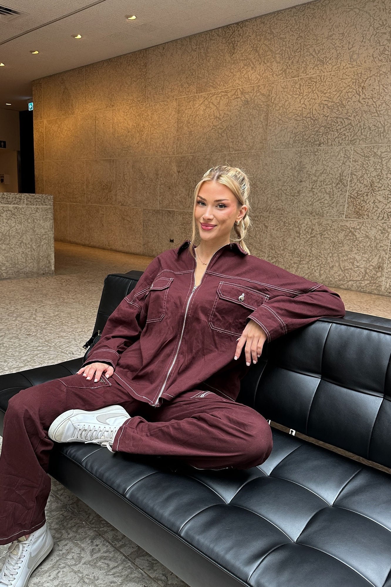 Lost Control Pant Set - Burgundy