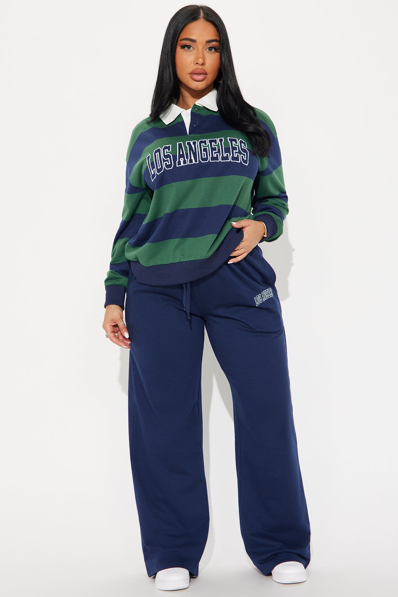 Sporty Day Wide Leg Pant Set - Hunter