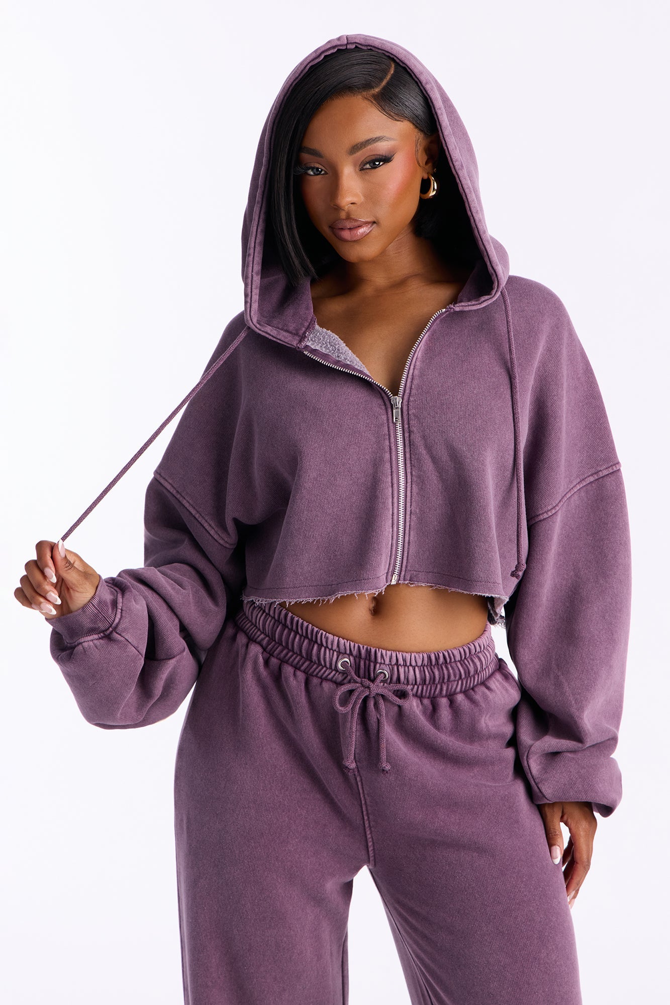 On The Go Fleece Pant Set - Purple