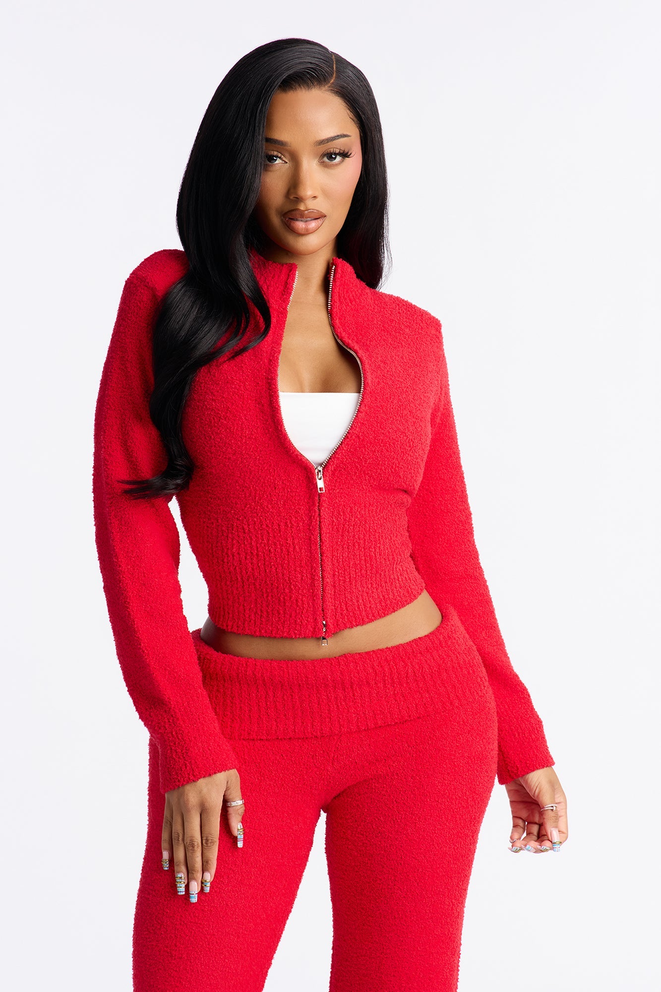 Camilla Cozy Foldover Pant Set - Red