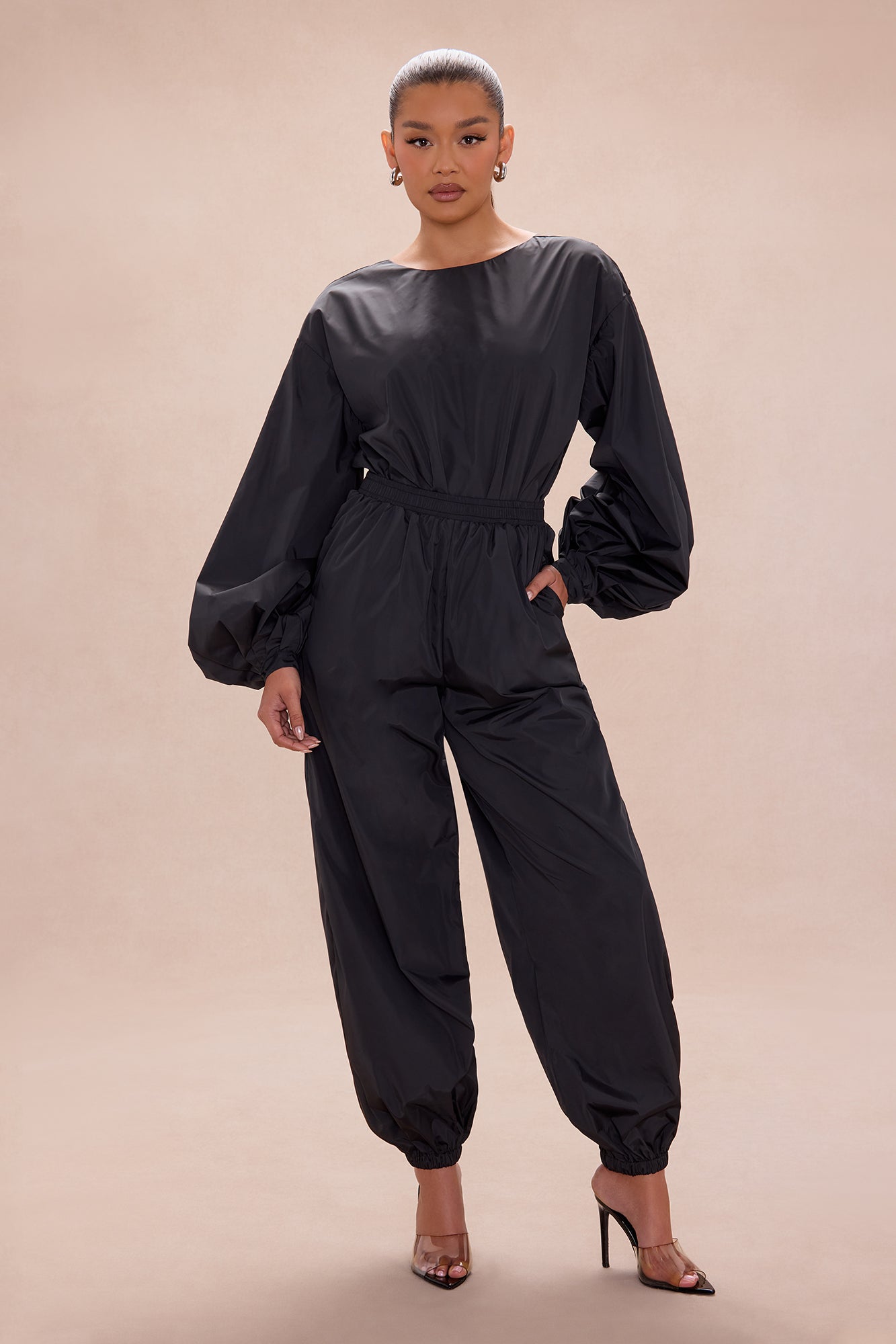Jalene Balloon Pant Set - Black