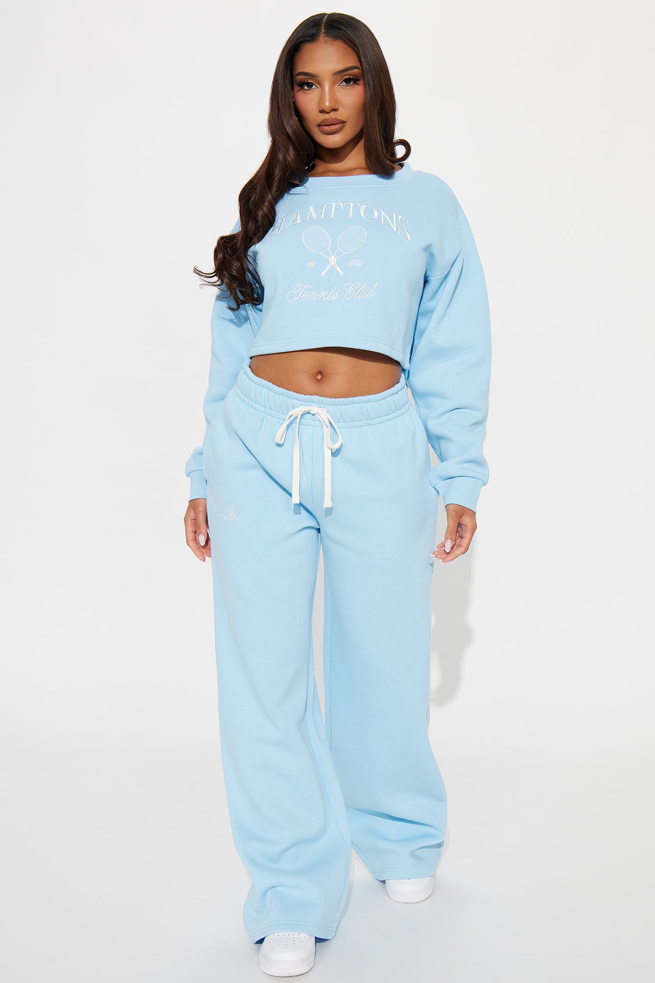 Hamptons Fleece Sweatsuit Set - Light Blue