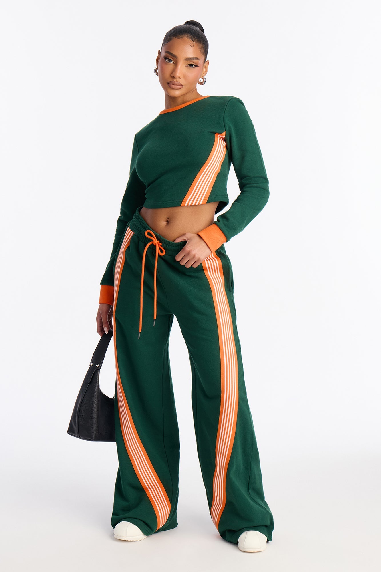 Varsity Babe Long Sleeve Pant Set - Hunter