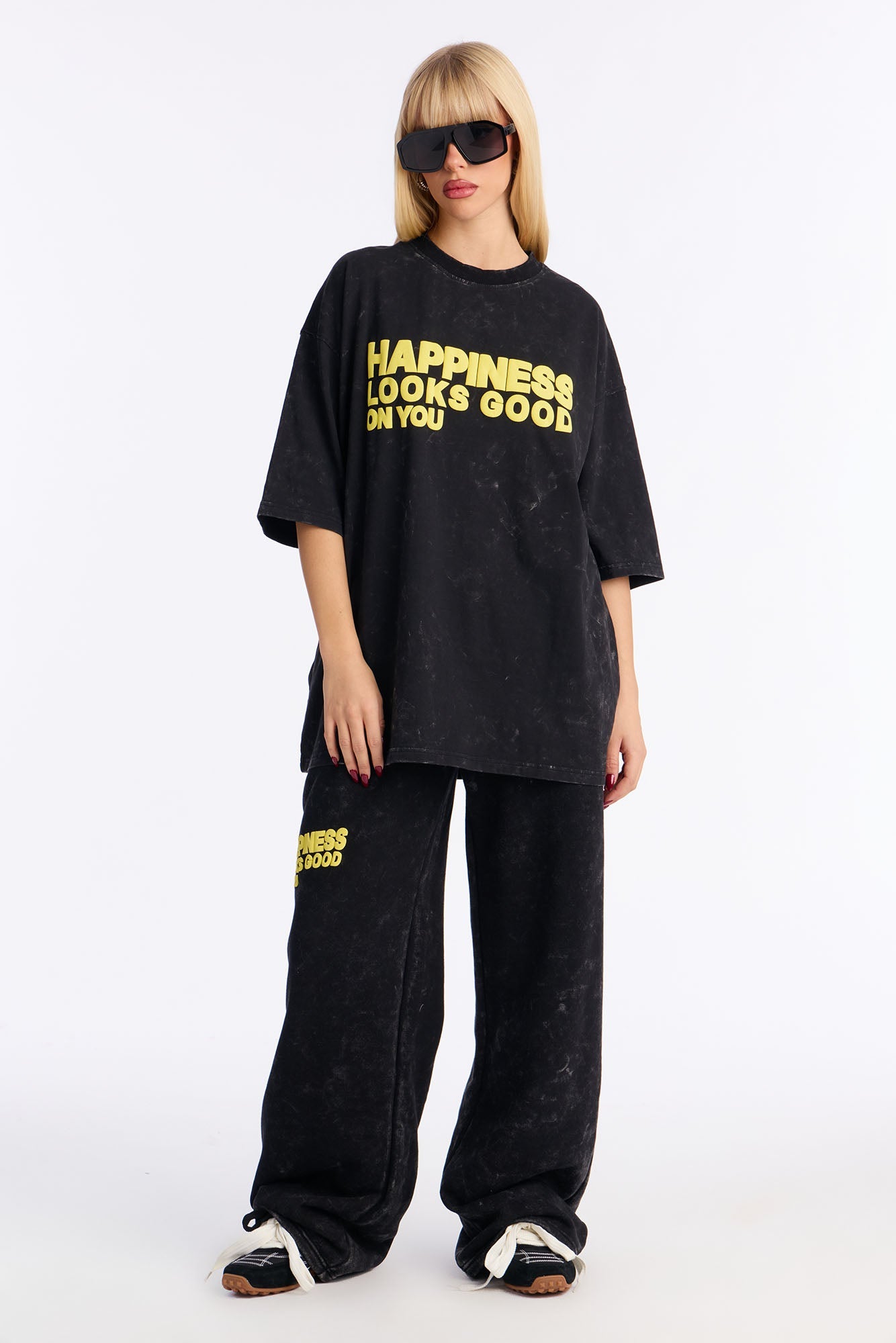 Happiness Looks Good On You Fleece Pant Set - Black