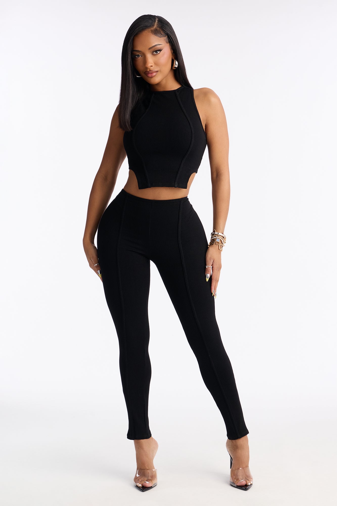 Nina Snatched Pant Set - Black