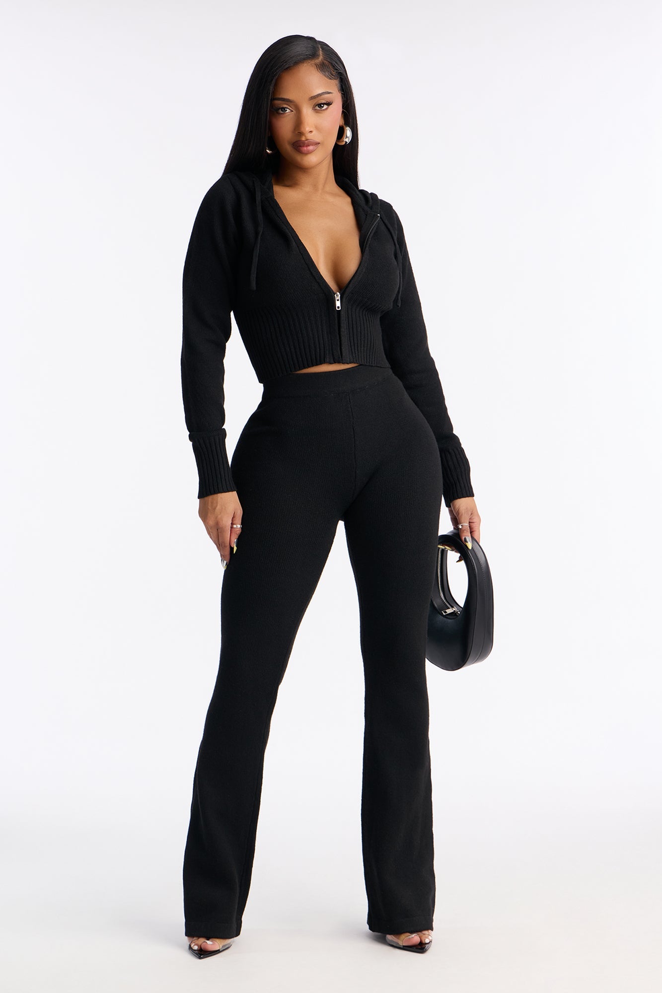 CozyCash Sweater Pant Set - Black