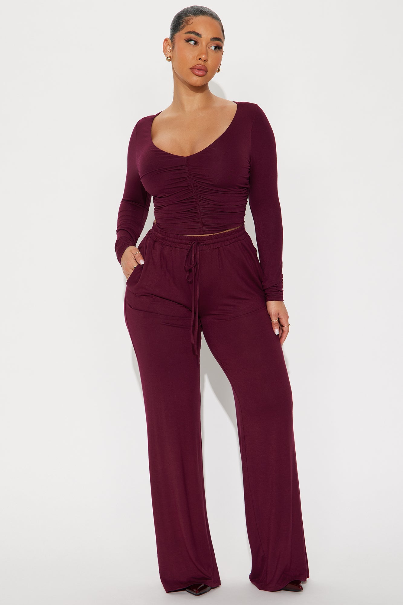 Everyday Chill Pant Set - Burgundy