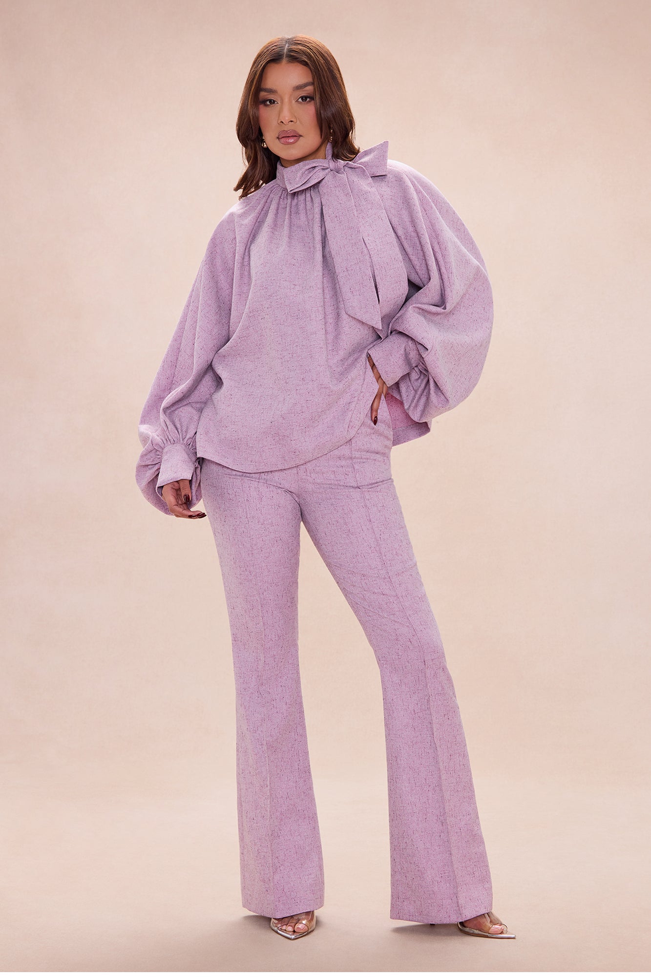 Theodora Bow Pant Set - Mauve