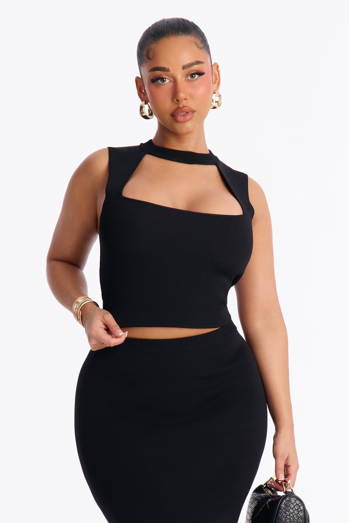 Bound To You Bandage Skirt Set - Black
