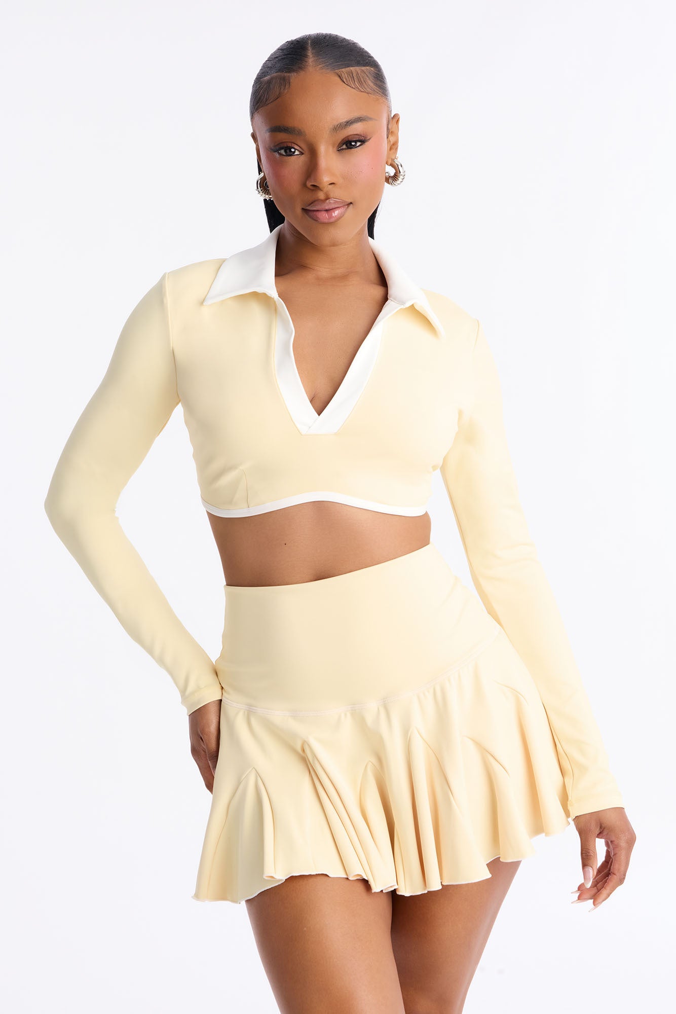 Betsy Pleated Mini Skirt Set - Yellow
