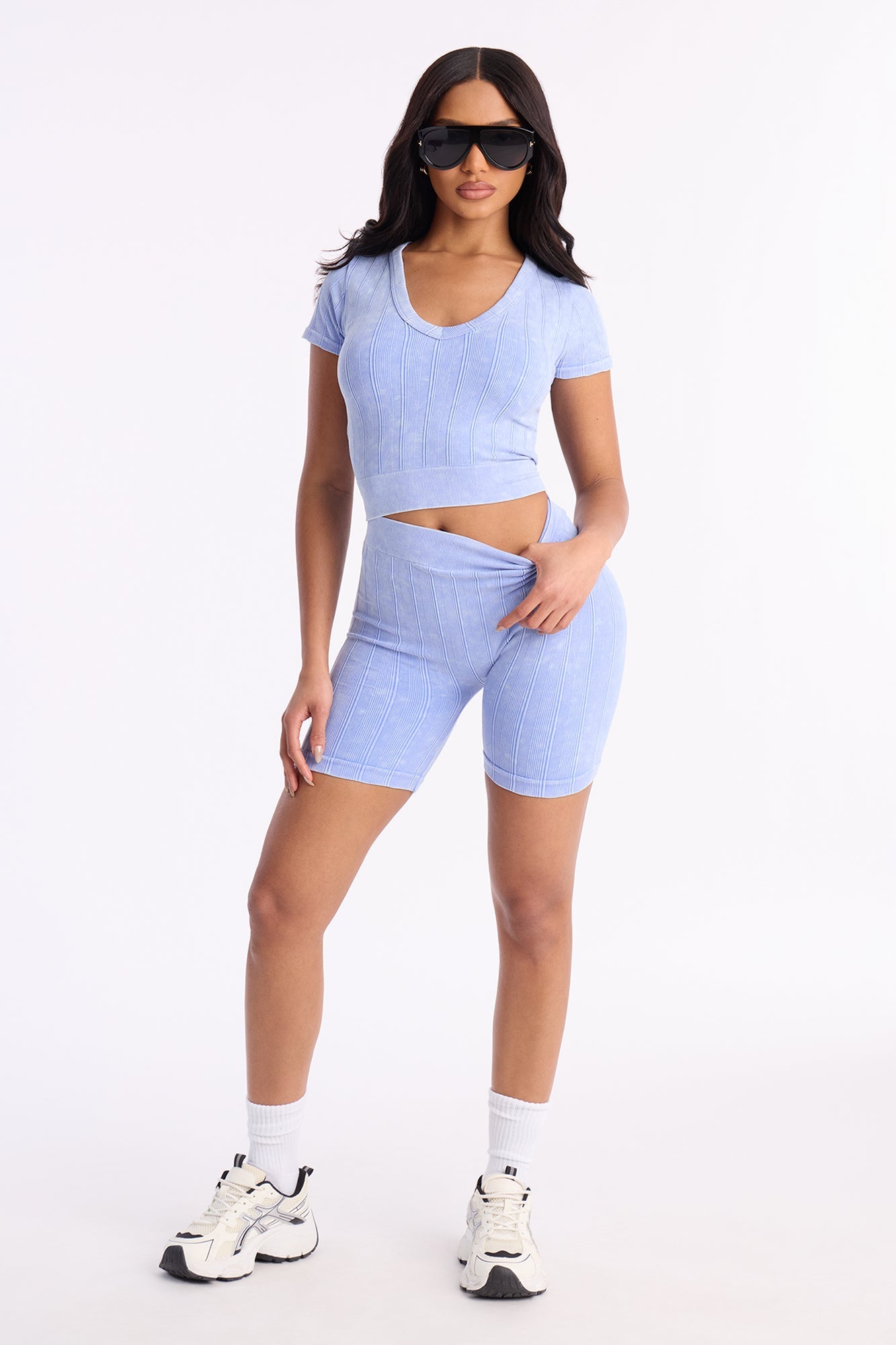 Alisha Seamless Biker Short Set - Periwinkle