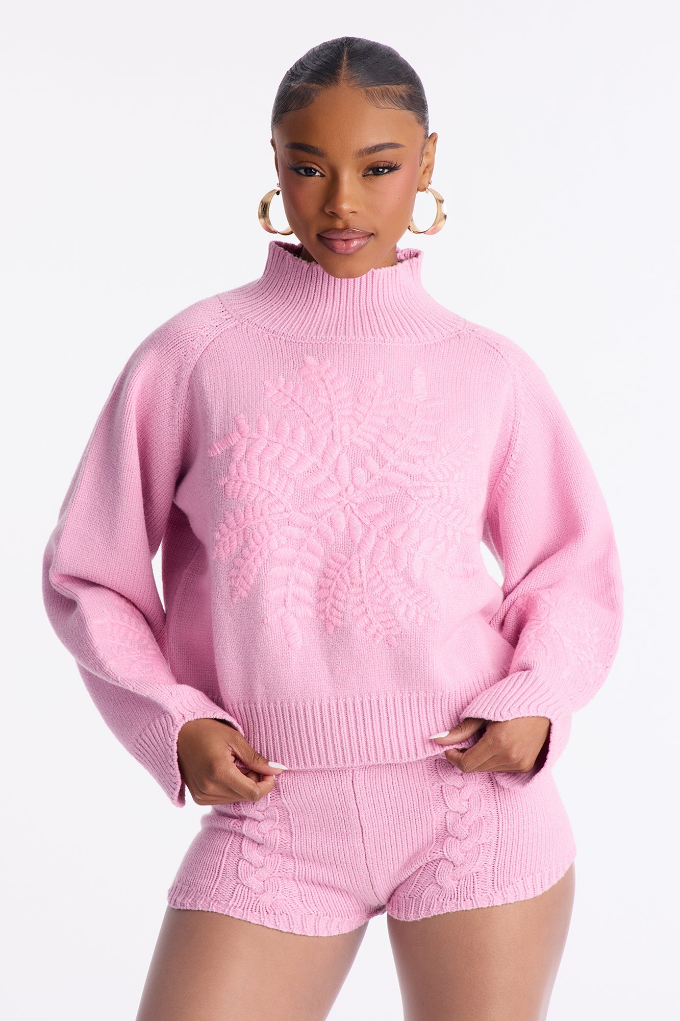 Bella Sweater Micro Short Set - Pink