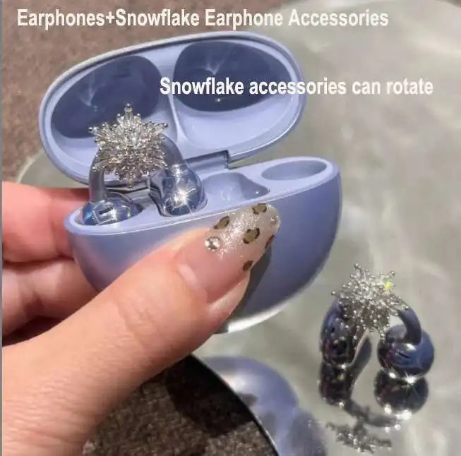 Wireless Bluetooth Earbuds Earrings Set Butterfly Knot Snow Earbuds Accessories Waterproof Noise Cancelling Earclip Earbuds