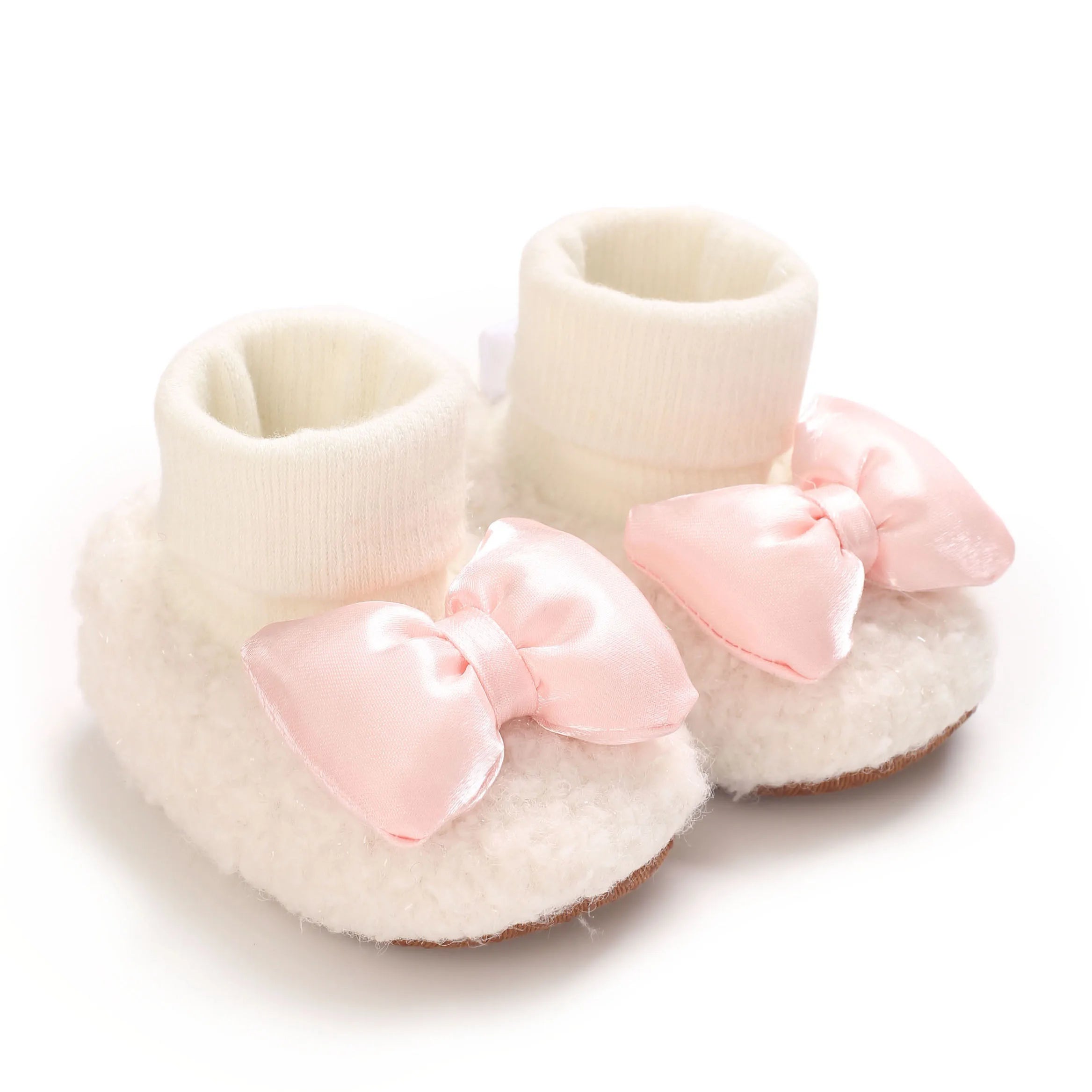 Autumn And Winter New Butterfly Bow Baby Baby Baby Baby Walking Shoes Socks Shoes Thickened Baby Shoes With Plush 0-18M Baby