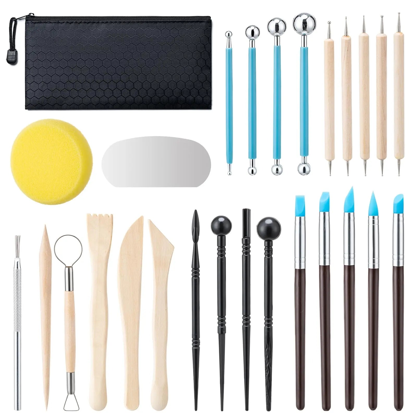 Clay Tools Kit, 27 PCS Pottery Tools, Practical Polymer Clay Sculpting Tools Kit, Air Dry Clay Tools Set for Adults, Potte