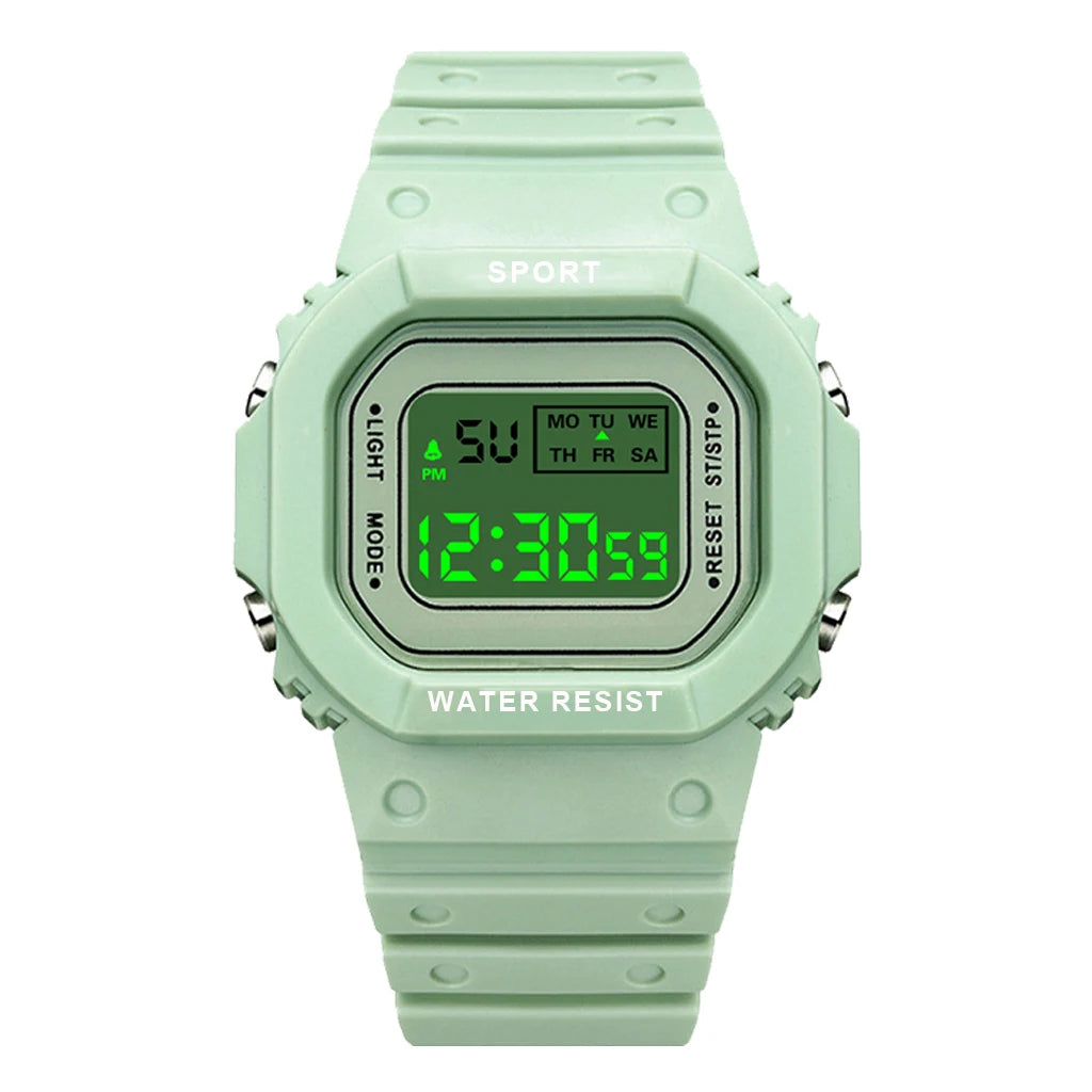 YIKAZE Sports Watch Boys Girls Student LED Electronic Watch Colorful Men Women Square Digital Watches Waterproof Rubber Clock