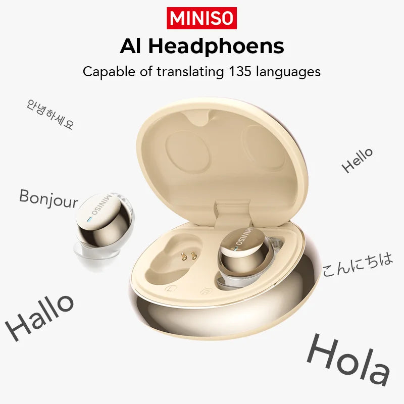 MINISO MS216 Bluetooth V6.0 Headphones Mini Earbuds AI Translator Earbuds Wireless Earphones Long-life Sleep Earbuds