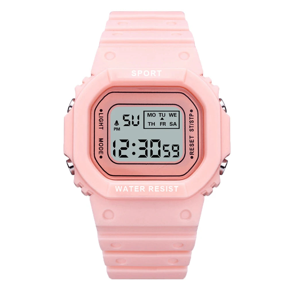 YIKAZE Sports Watch Boys Girls Student LED Electronic Watch Colorful Men Women Square Digital Watches Waterproof Rubber Clock