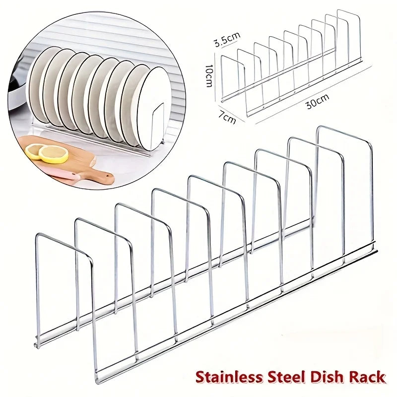 1pc Stainless Steel Kitchen Dish Rack, Space-Saving Organizer for Plates, and Utensils, Home and Kitchen Accessories
