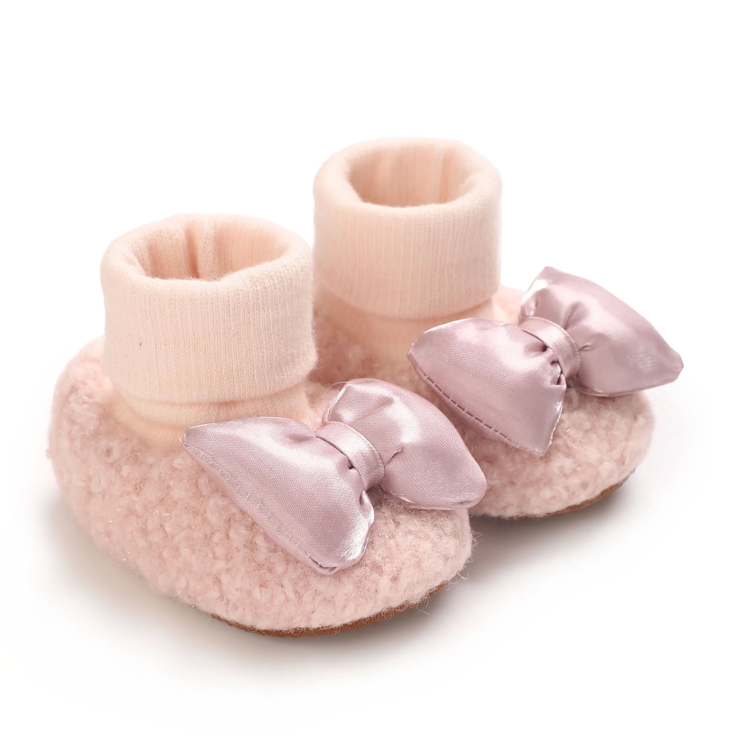 Autumn And Winter New Butterfly Bow Baby Baby Baby Baby Walking Shoes Socks Shoes Thickened Baby Shoes With Plush 0-18M Baby