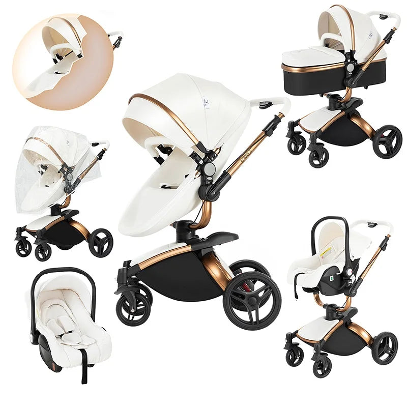 Baby Stroller for baby lightweight baby stroller 3 in 1 baby car Baby carriage baby stuff light strollers For newborn baby buggy,Luxury baby stroller, high landscape baby stroller, 360 ° rotatable convertible baby stroller w