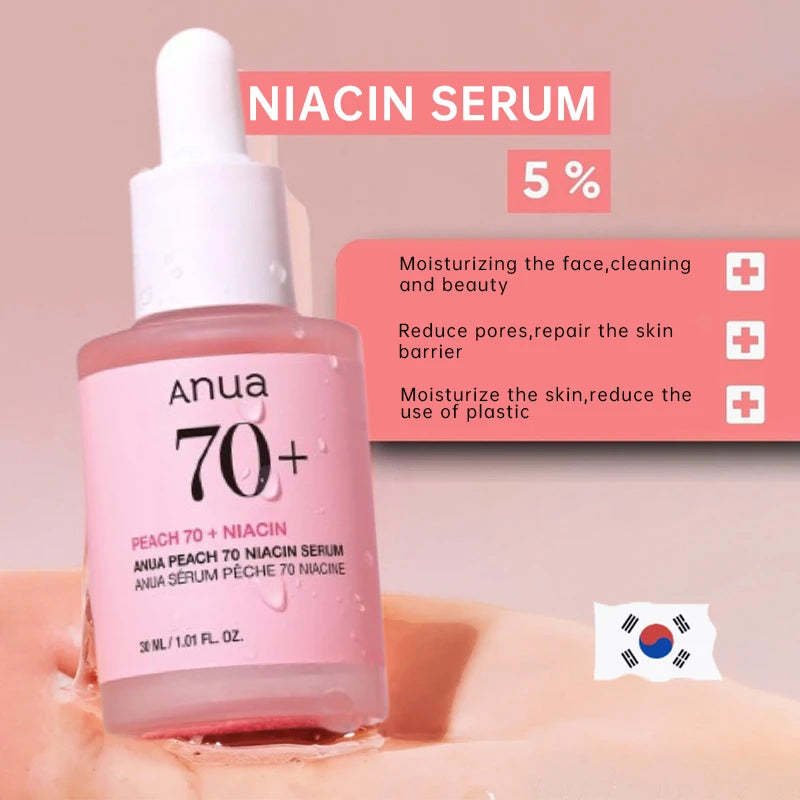 Anua Peach 70 Niacinamide Face Serum Brightening Moisturizing Whitening Essence Reduce Fine Lines Daily Skincare Beauty Products